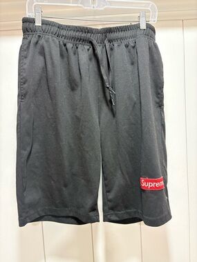 Supreme Black Shorts with Red Logo Patch size large